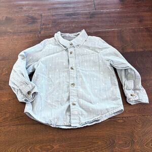 Old Navy Boys 2T Button Down Collared Shirt Blue White Easter Bunny Rabbit